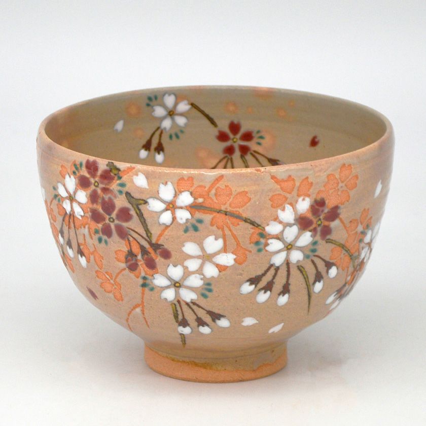 茶道具 抹茶碗 紅彩山 煎茶 作家物 在名 美品 共箱(K-YC422) 茶道具