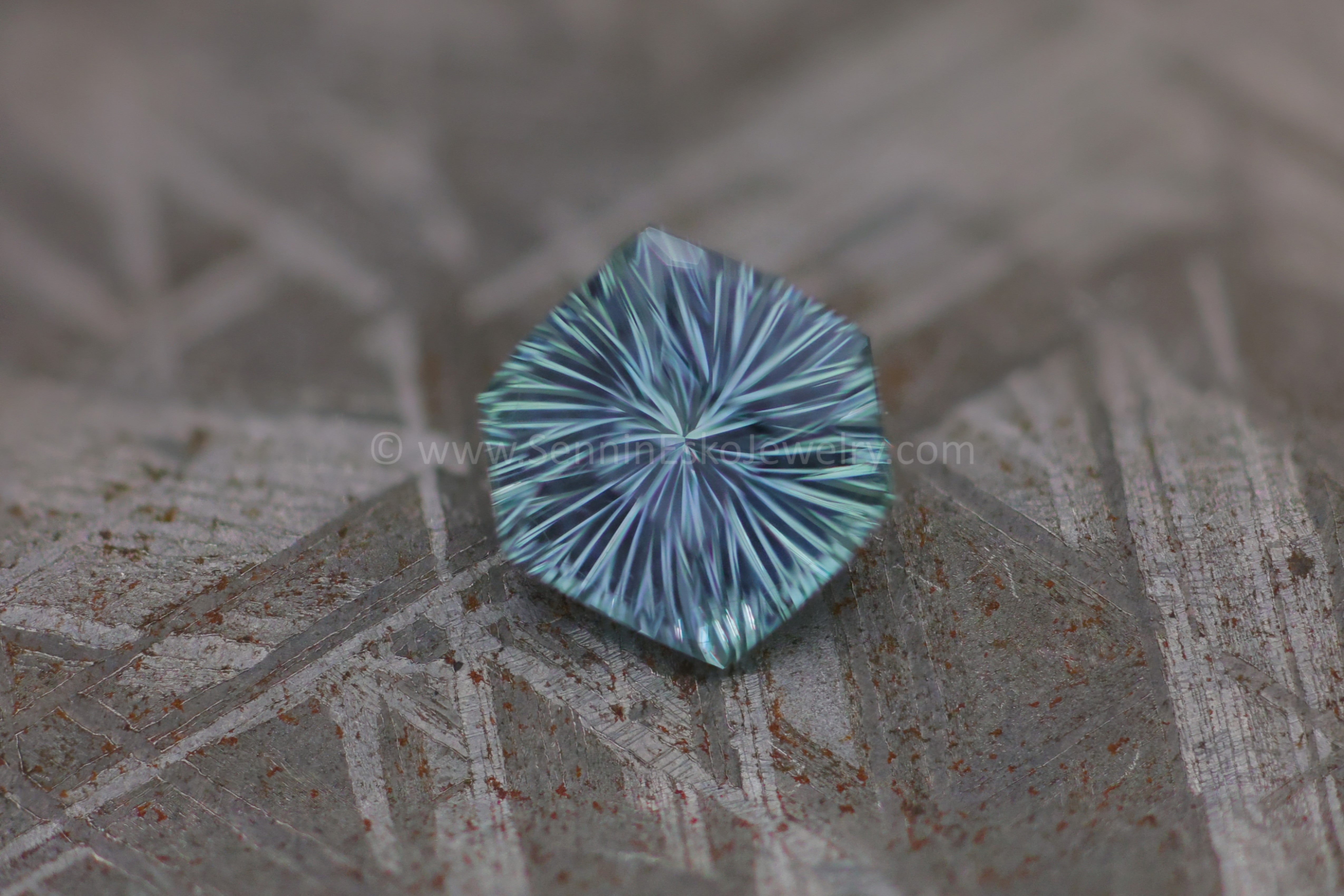 2ct Steely Teal Montana Sapphire Hexagon - 8.7x7.7mm - Galaxy Cut