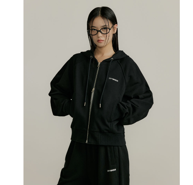 NCT DOYOUNG X CITYBREEZE] Essential Hooded Zip-Up Jumper_BLACK