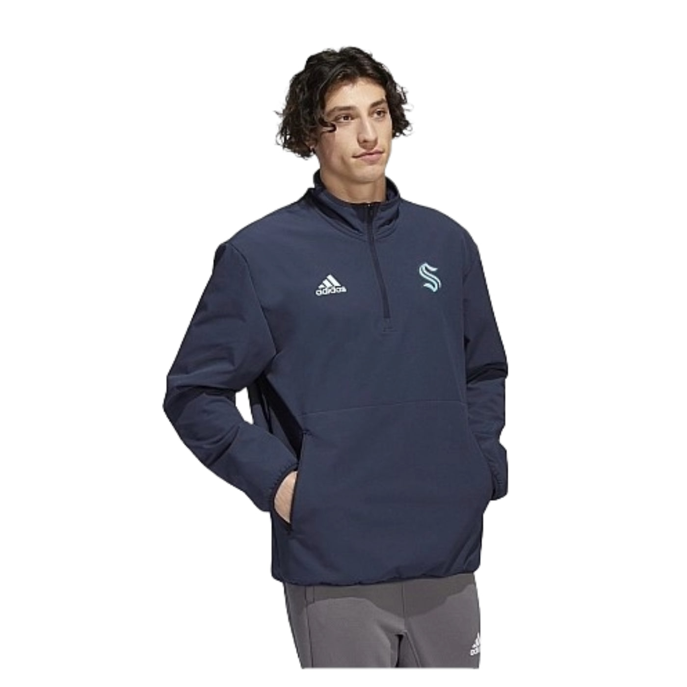 Seattle Kraken Adidas Navy Primary Quarter Zip Knit – Seattle