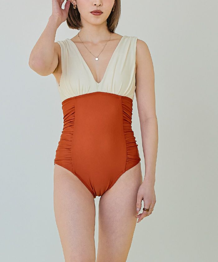 深Vネックシンプルワンピース/水着 | SEA DRESS