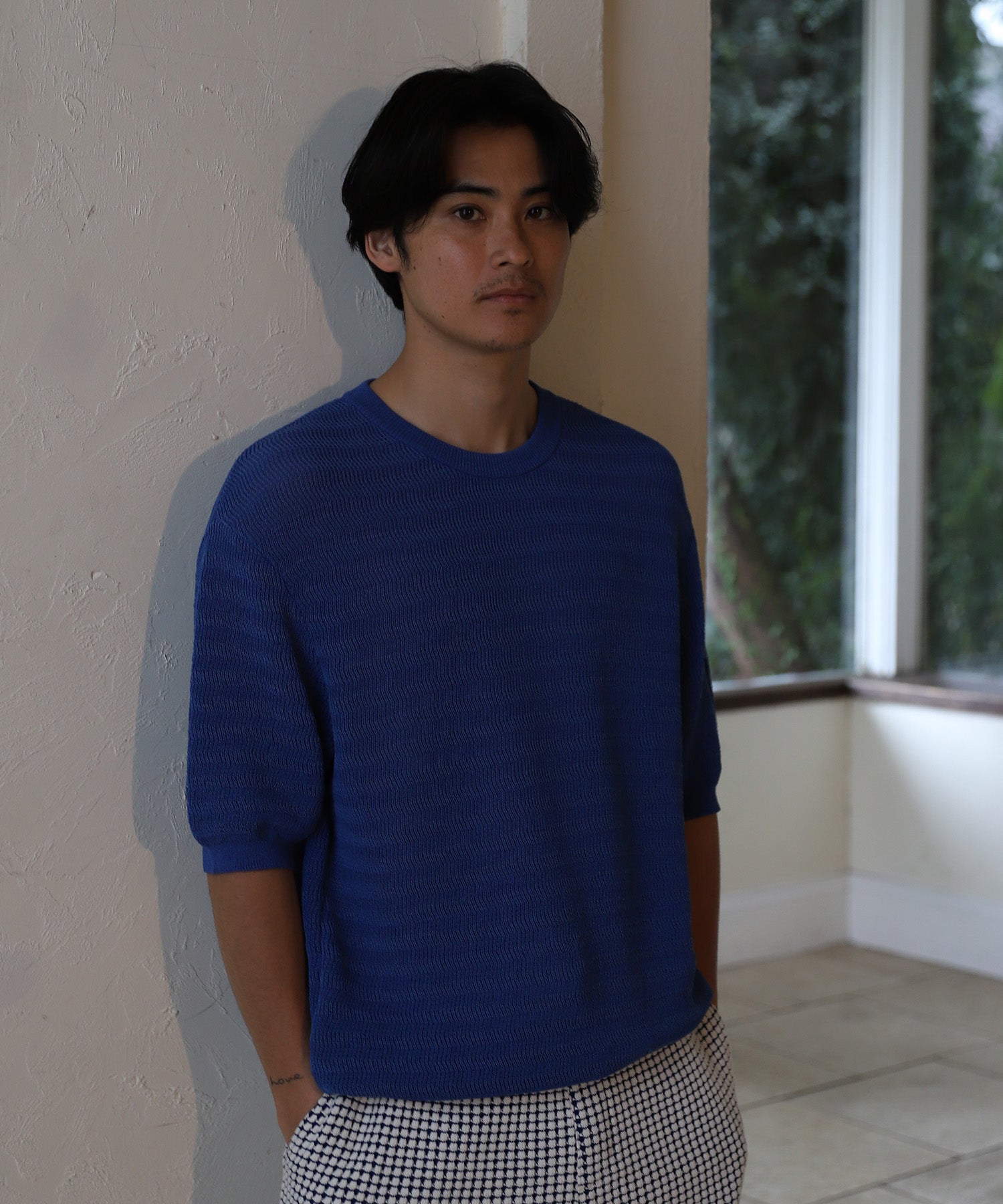 PAPER KNIT BORDER T-SHIRT – SEAGREEN