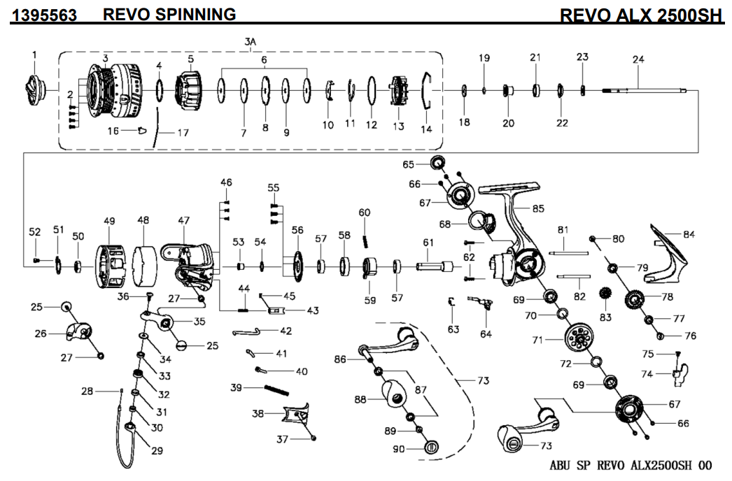 1395563 REVO ALX 2500SH | PureFishing Japan 製品リールパーツリスト