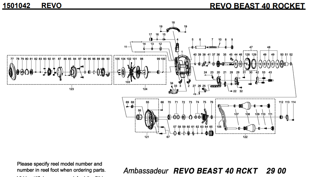 1501042 REVO BEAST 40 ROCKET | PureFishing Japan 製品リールパーツ