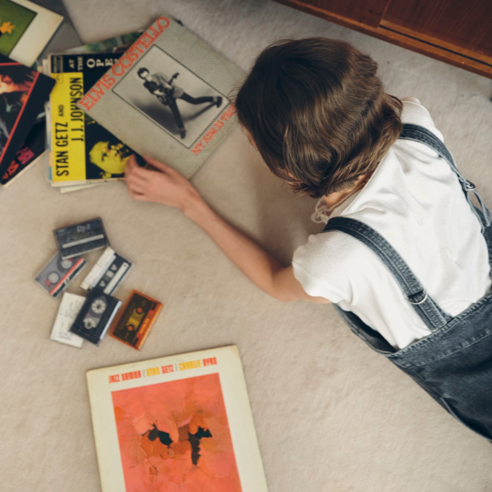 VフロントDenimサロペット