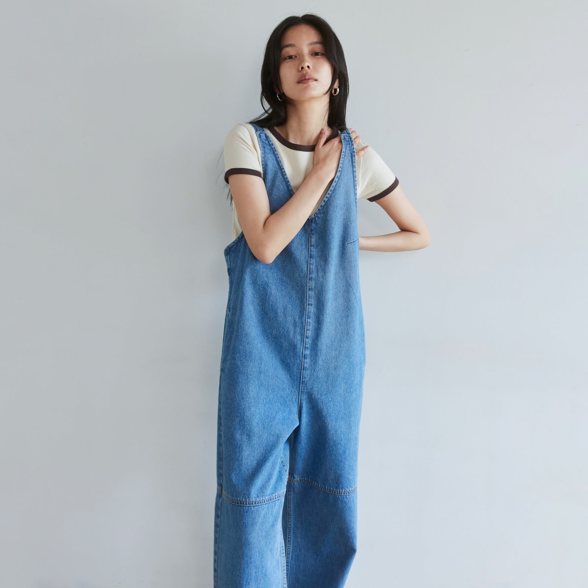 VフロントDenimサロペット