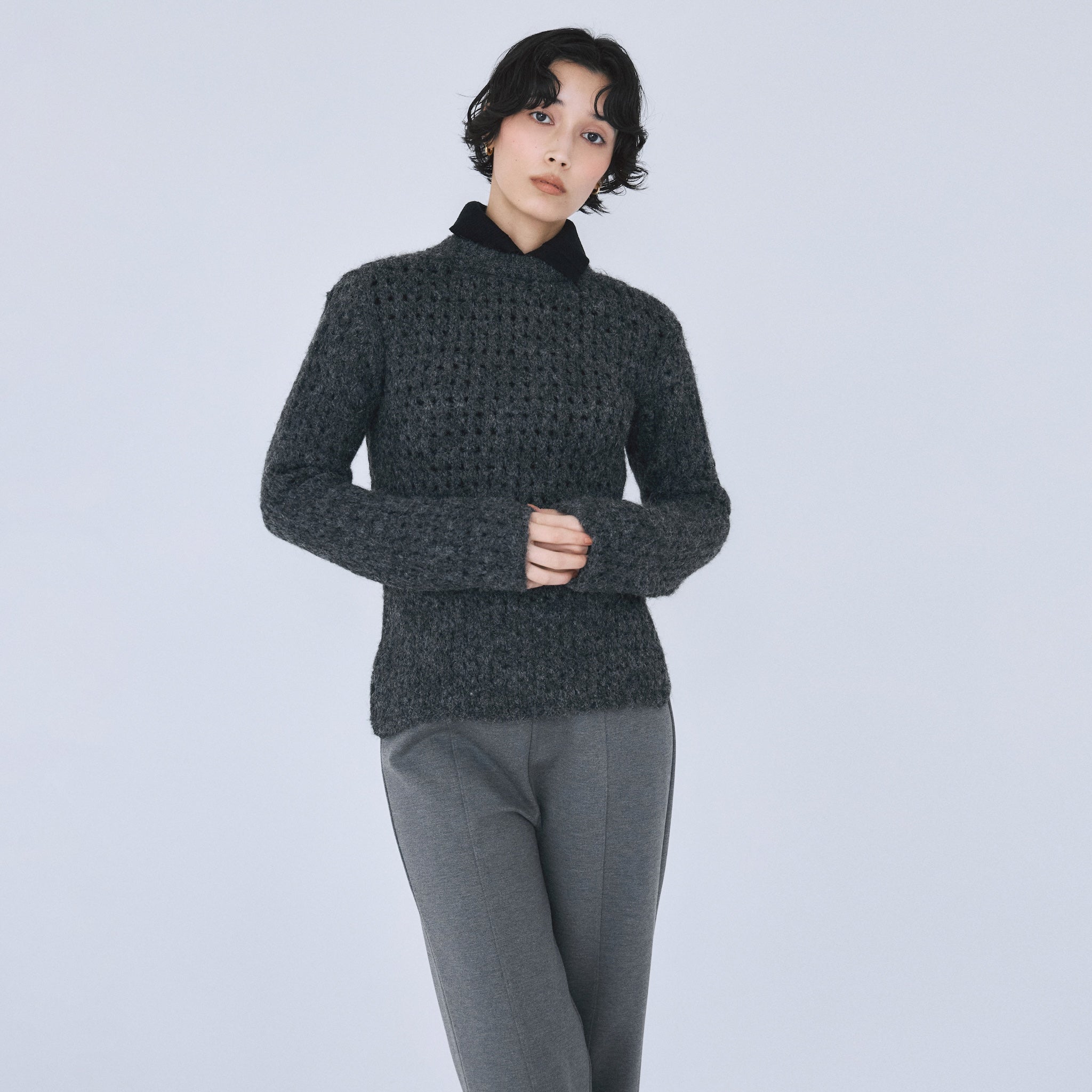 Fluffy Yarn 2way Knitトップス