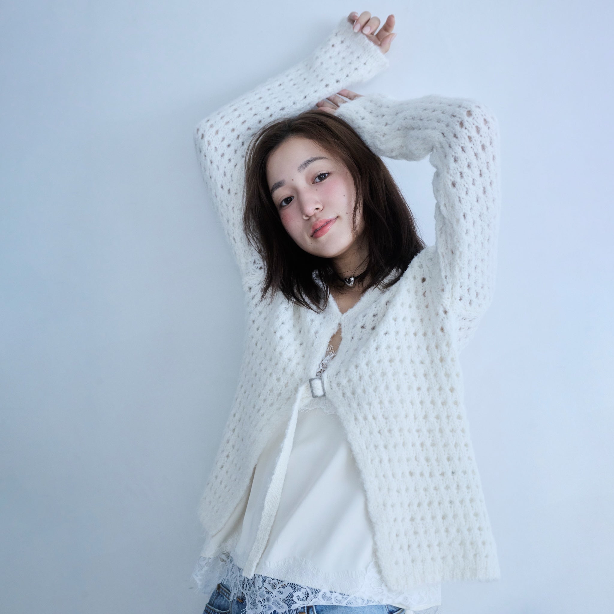 Fluffy Yarn 2way Knitトップス