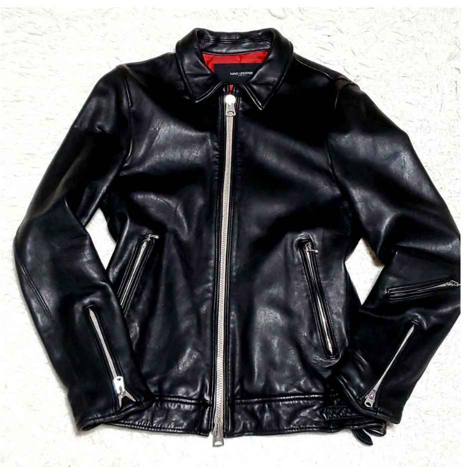 極美品 M ナノユニバース 最高級ラムレザー ライダース ジャケット