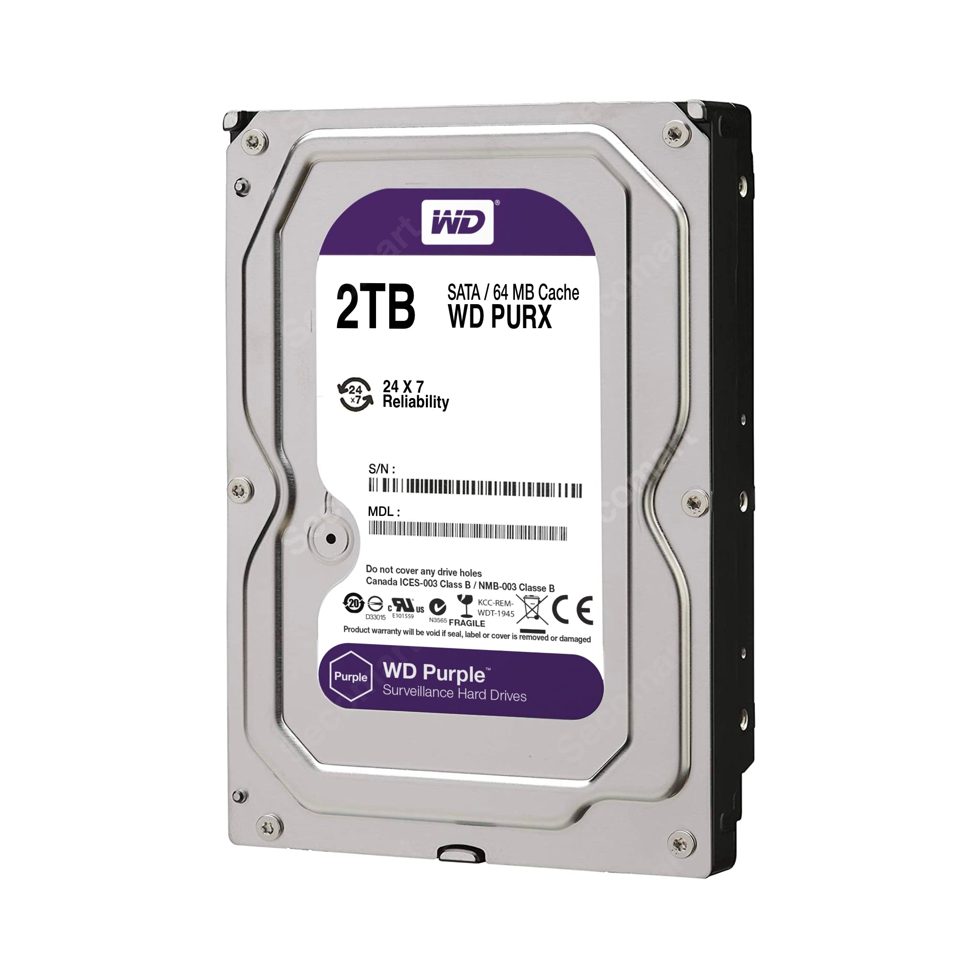 WD Purple 2TB Hard Drive Surveillance Internal HDD OEM Western Digital