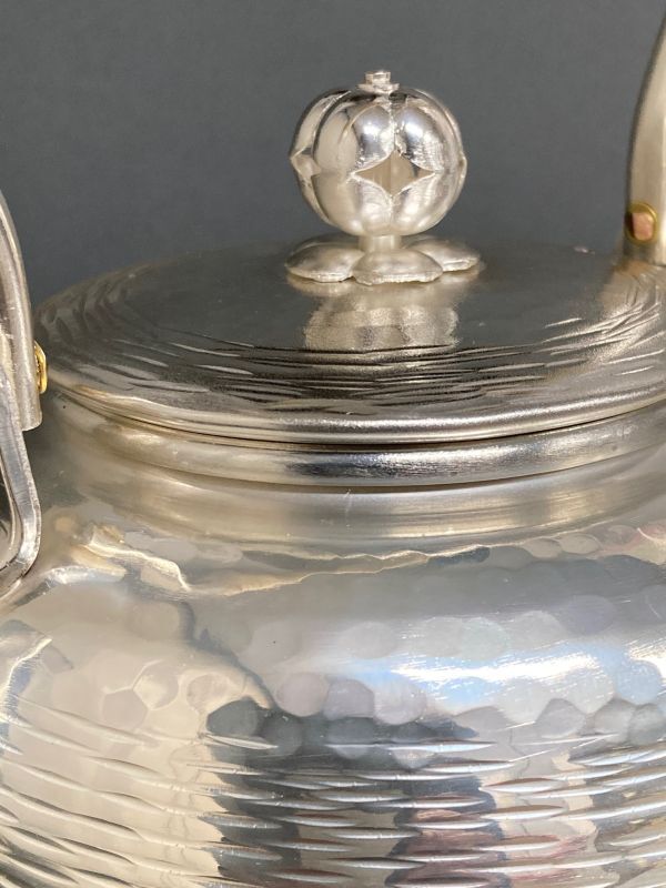 茶道具】 銀瓶 銀メッキ仕上 5合 *湯沸*