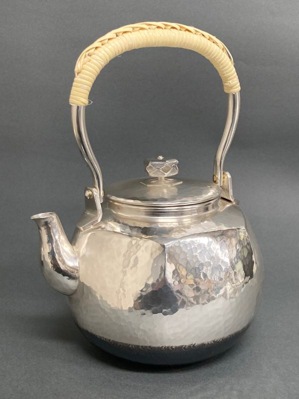 茶道具】銀瓶 六角 肩衝 （銀メッキ仕上） 銀瓶*湯沸 - 静友堂 ねっと店