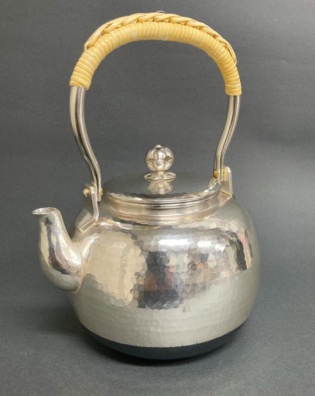 茶道具】銀瓶 槌目 （銀メッキ仕上げ） *槌目* 銀瓶*湯沸