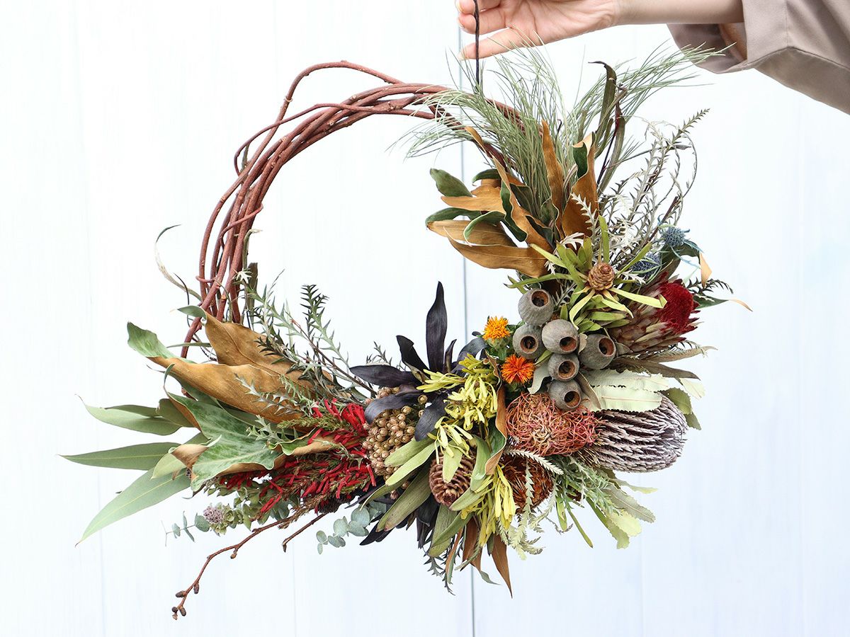 フラワーリー＊ 特大 玄関リース プロテア ネイティブフラワー