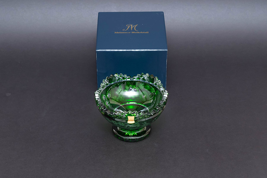 マイセンクリスタル ロンドンフラワー フッテッドボウル（グリーン）を