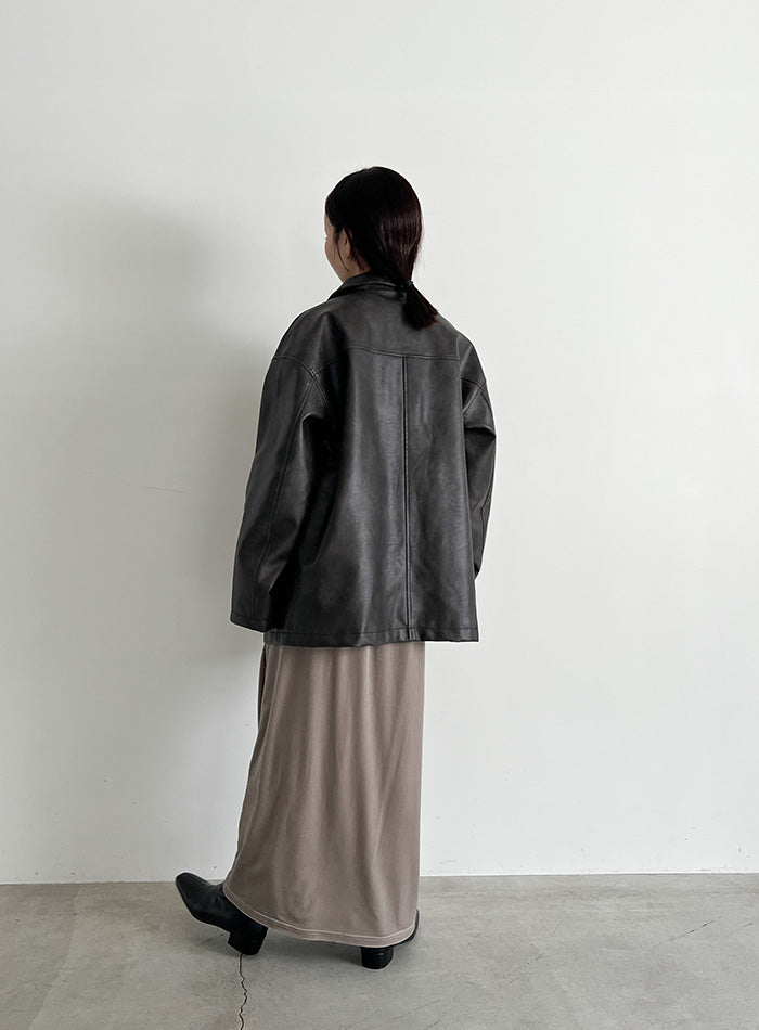 ステンカラーフェイクレザージャケット【by SON】 – SELECT MOCA