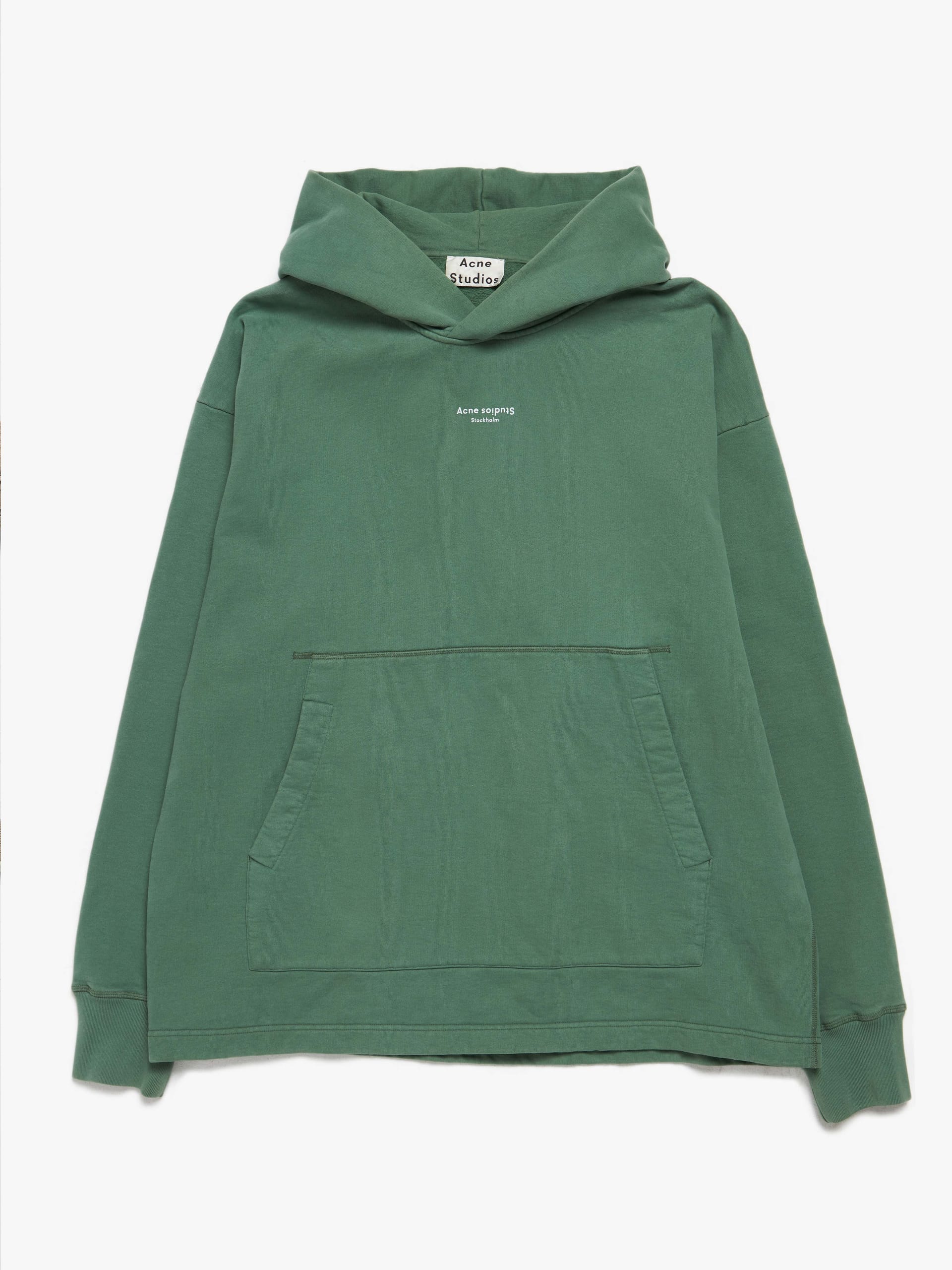 Acne Studios Green Logo Printed Oversized Cotton Hoodie