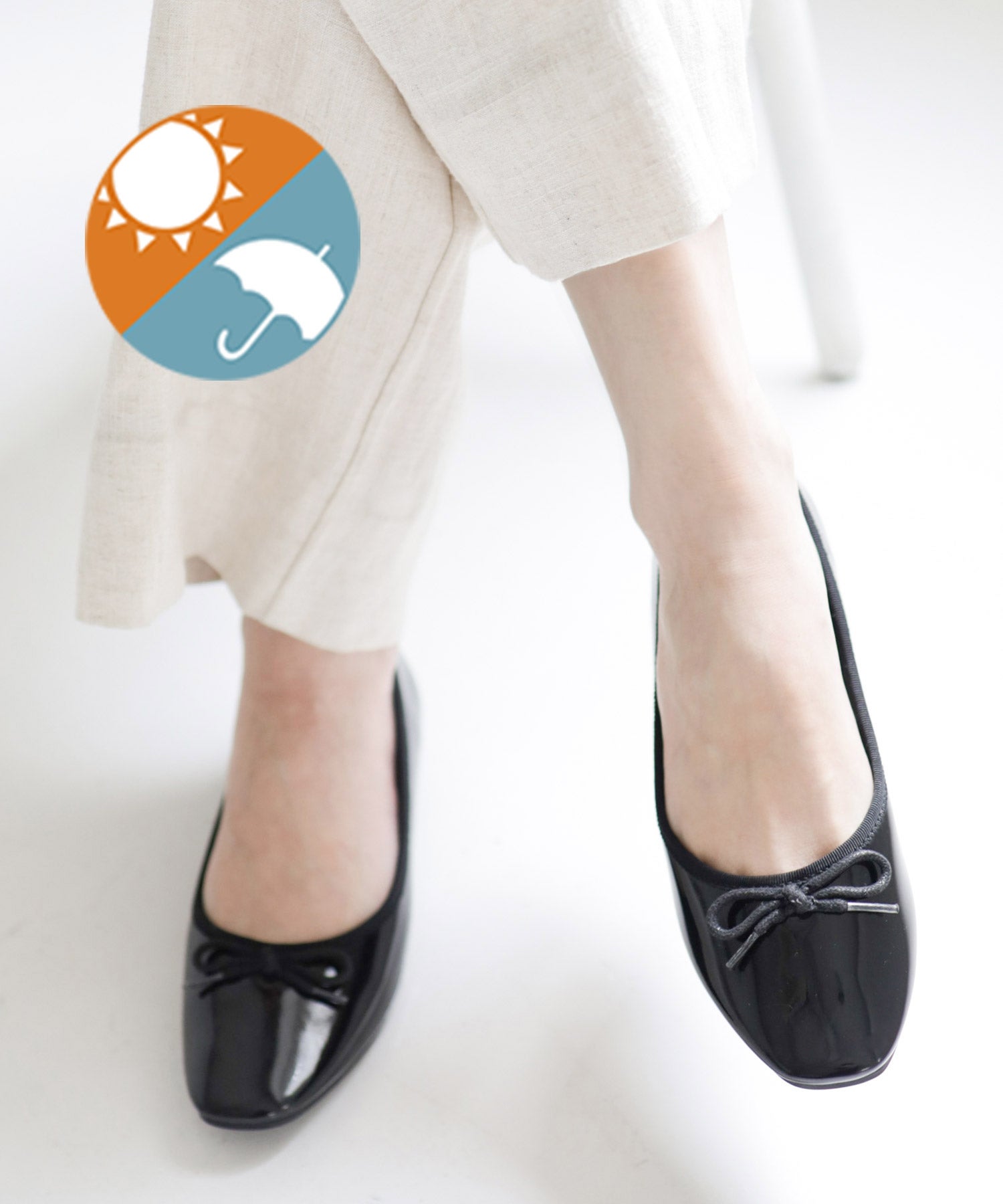 生活防水！晴雨兼用バレエシューズ/レインシューズ/レインパンプス 一