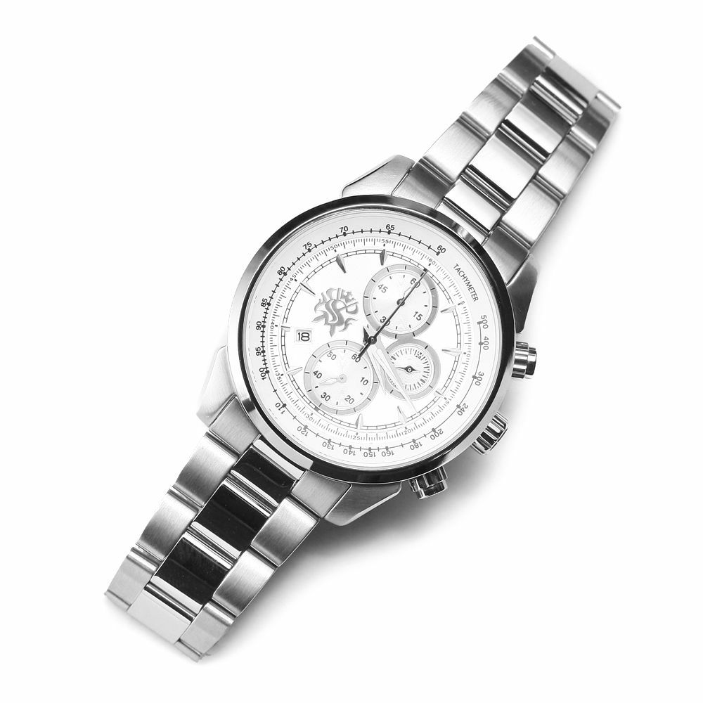 クロノグラフ腕時計 ホワイト×シルバー│メンズ革小物通販 S'FACTORY