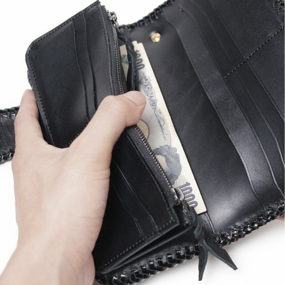 バイカーズウォレット05 クロコダイル ブラック（ワニ革）│メンズ革