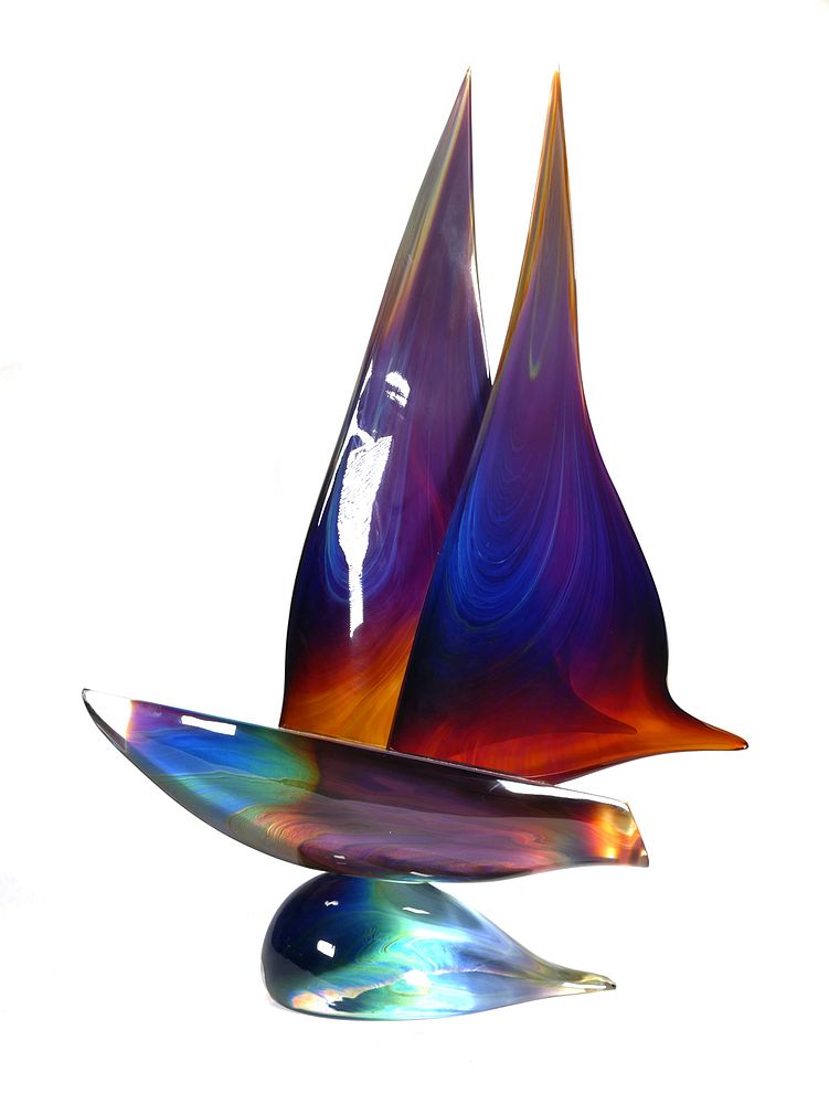 DINO ROSIN, Murano Art Glass Sailboat, Signed sold at auction on