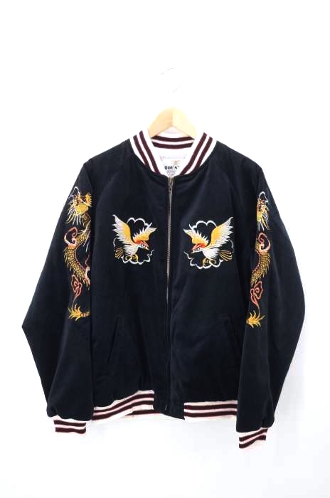 HOUSTON（ヒューストン） 刺繍デザイン ベロアスカジャン メンズ