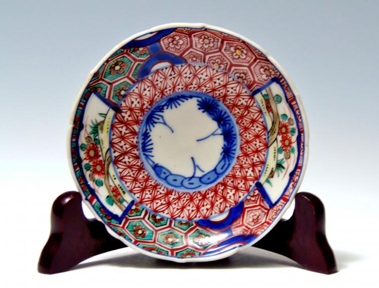 城南骨董-古伊万里 小皿 色絵 富貴長春 383