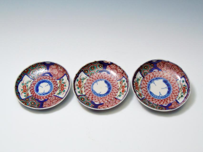 城南骨董-古伊万里 小皿 色絵 富貴長春 383