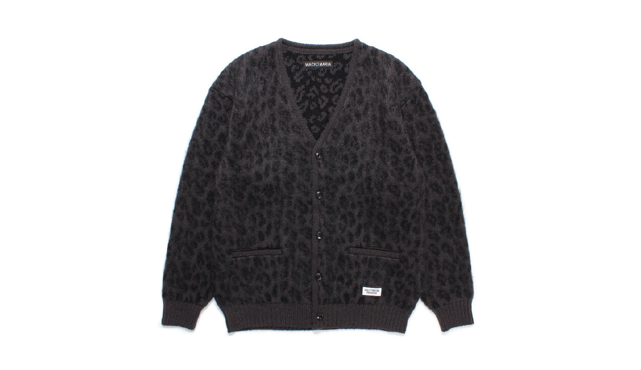 WACKO MARIA - LEOPARD HEAVY MOHAIR KNIT CARDIGAN - STUDIOUS