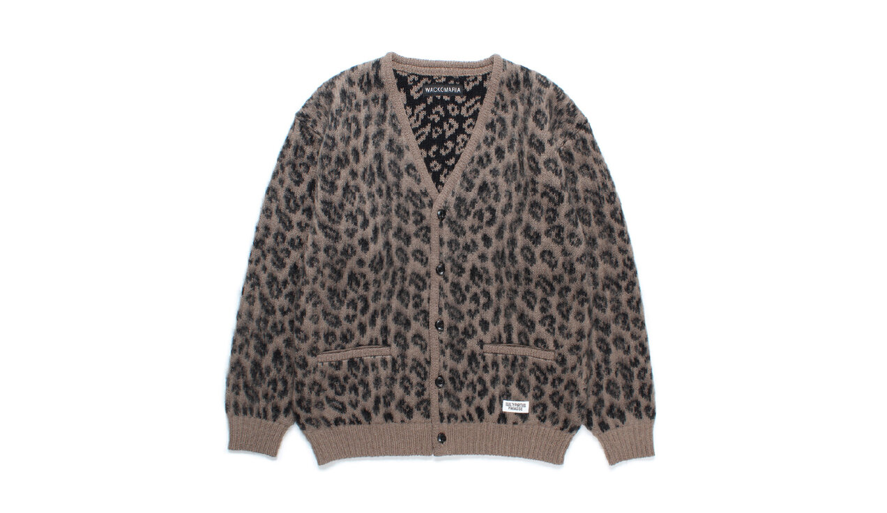 WACKO MARIA - LEOPARD HEAVY MOHAIR KNIT CARDIGAN - STUDIOUS