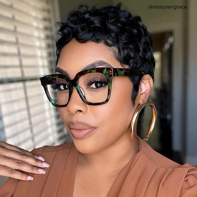 Xion Green-Tortoise Square Frames Glasses | Zeelool