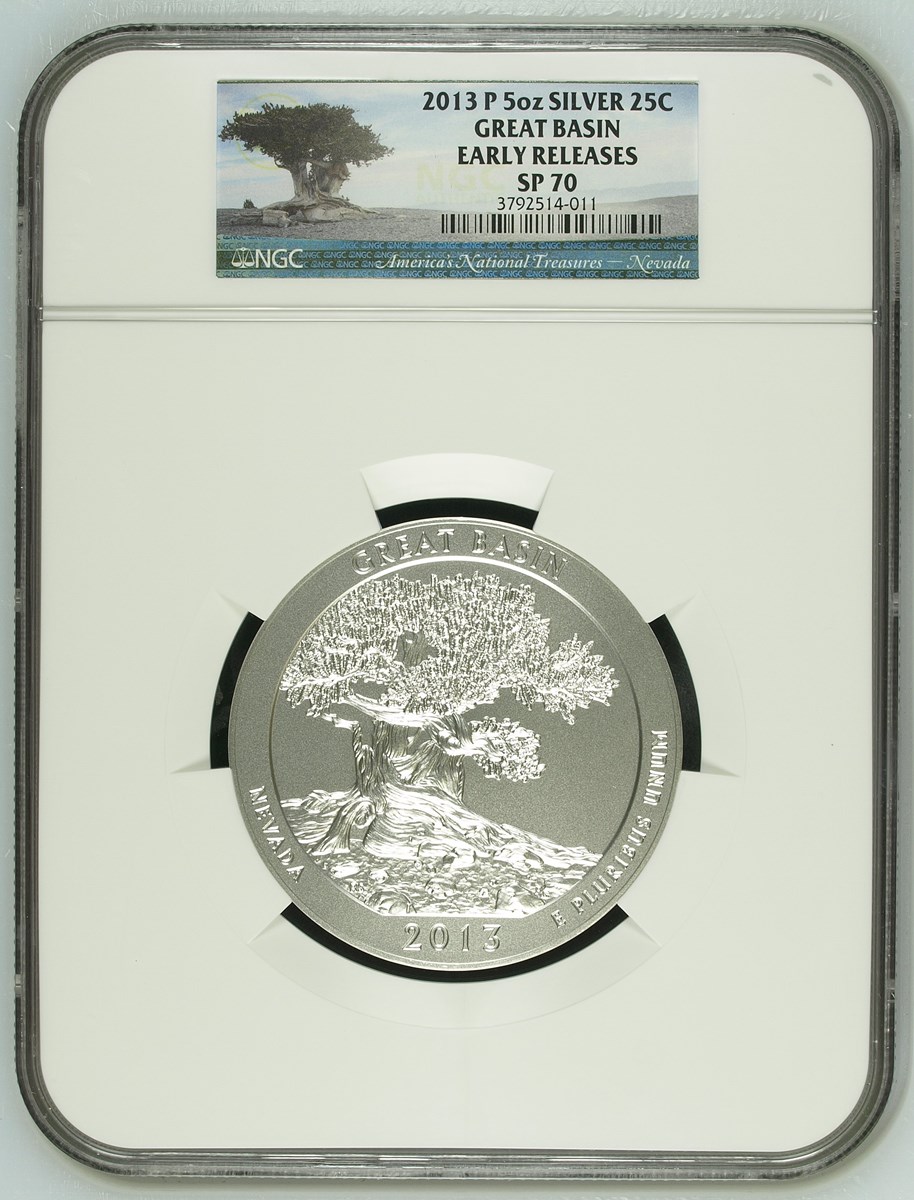 2013 P 5oz SILVER GREAT BASIN 25C SP | Coin Explorer | NGC