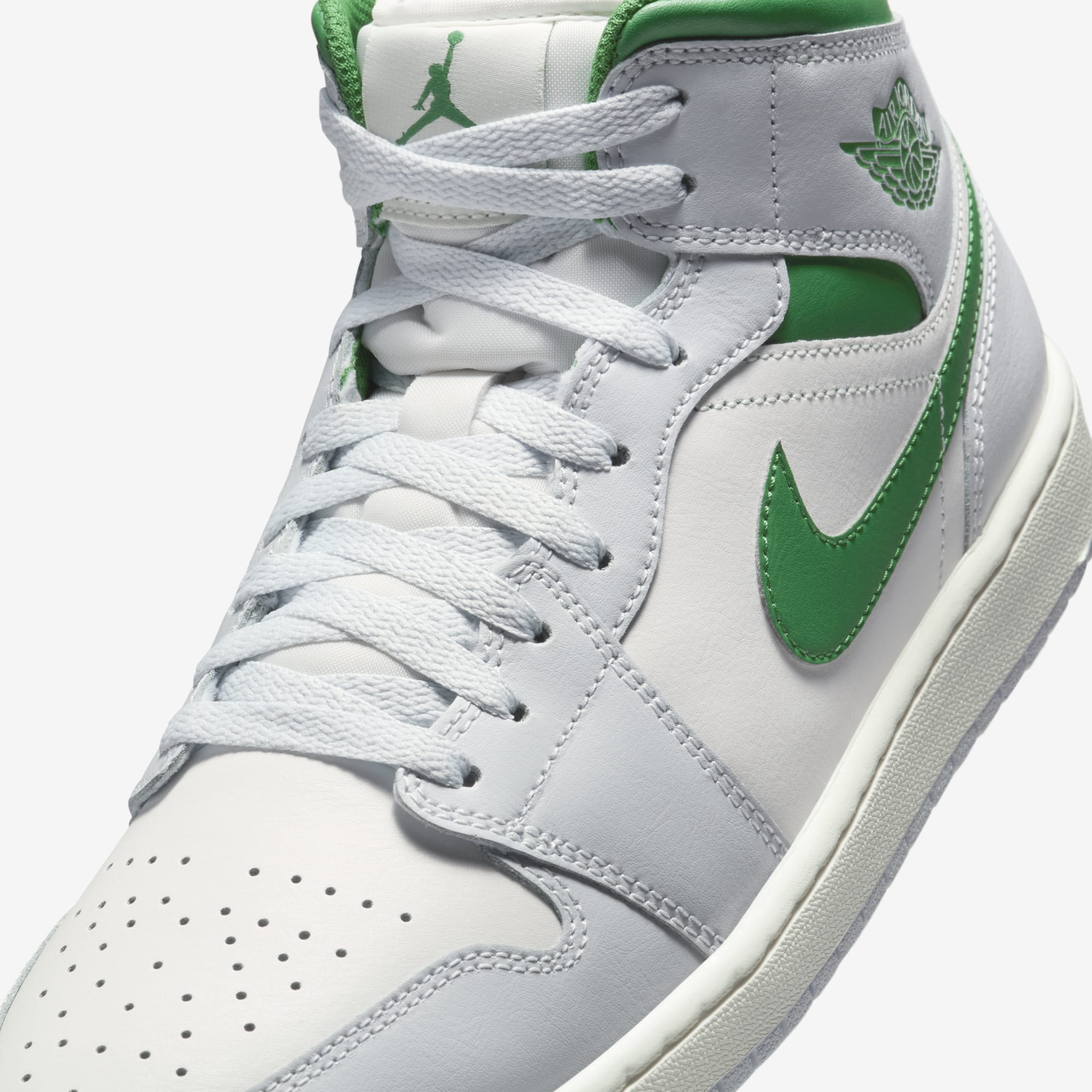 Air Jordan 1 Mid Summit White/Lucky green/Light Grey DQ8426-142