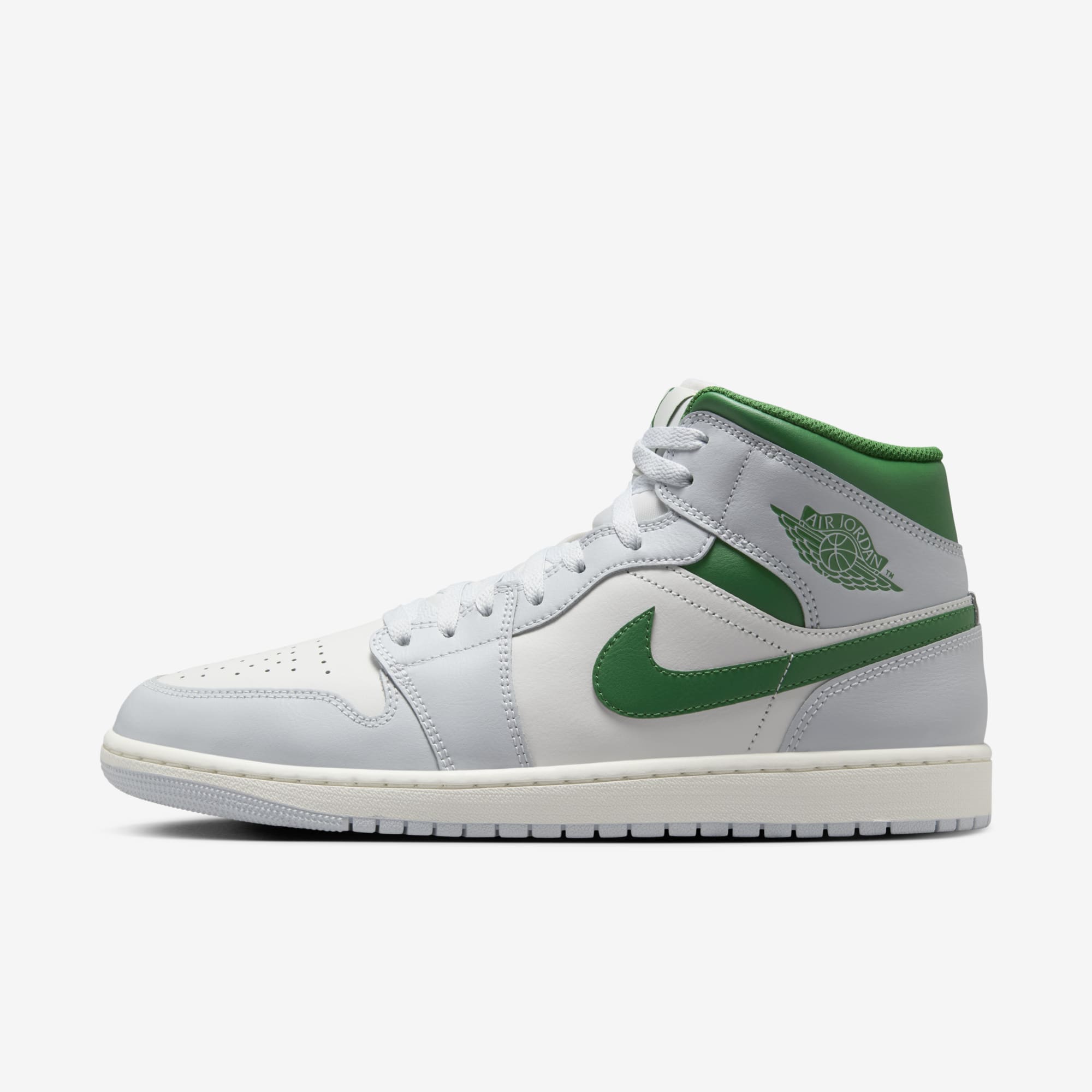 Air Jordan 1 Mid Summit White/Lucky green/Light Grey DQ8426-142