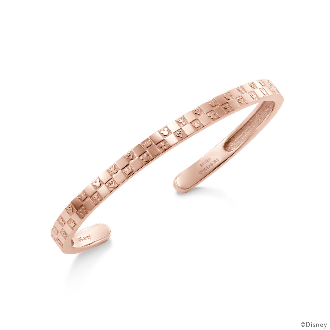 モノグラムバングル「ダブル」 シルバー(ピンクゴールドコーティング