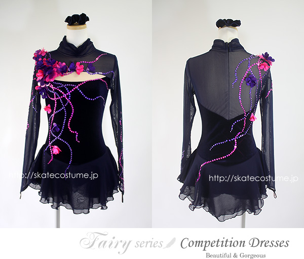 フィギュアスケート衣装 FRY-182ネイビー スケートコスチュームDD