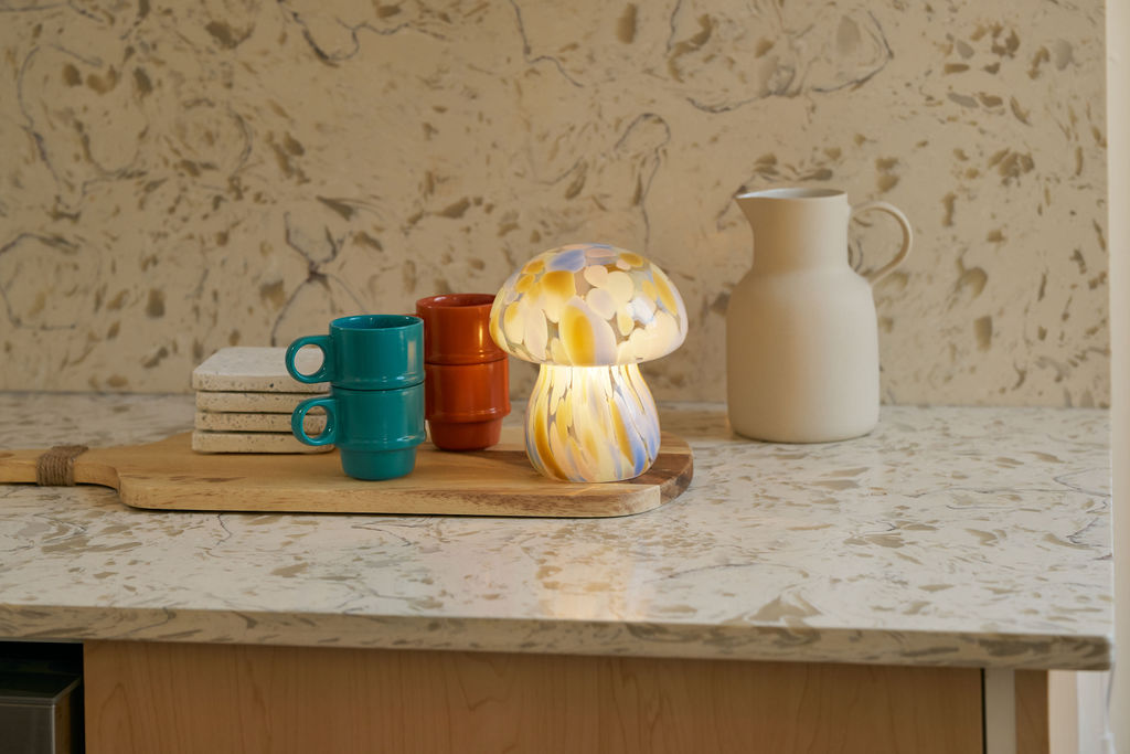 Glass Mushroom Table Lamp, Blue | Shop Humber