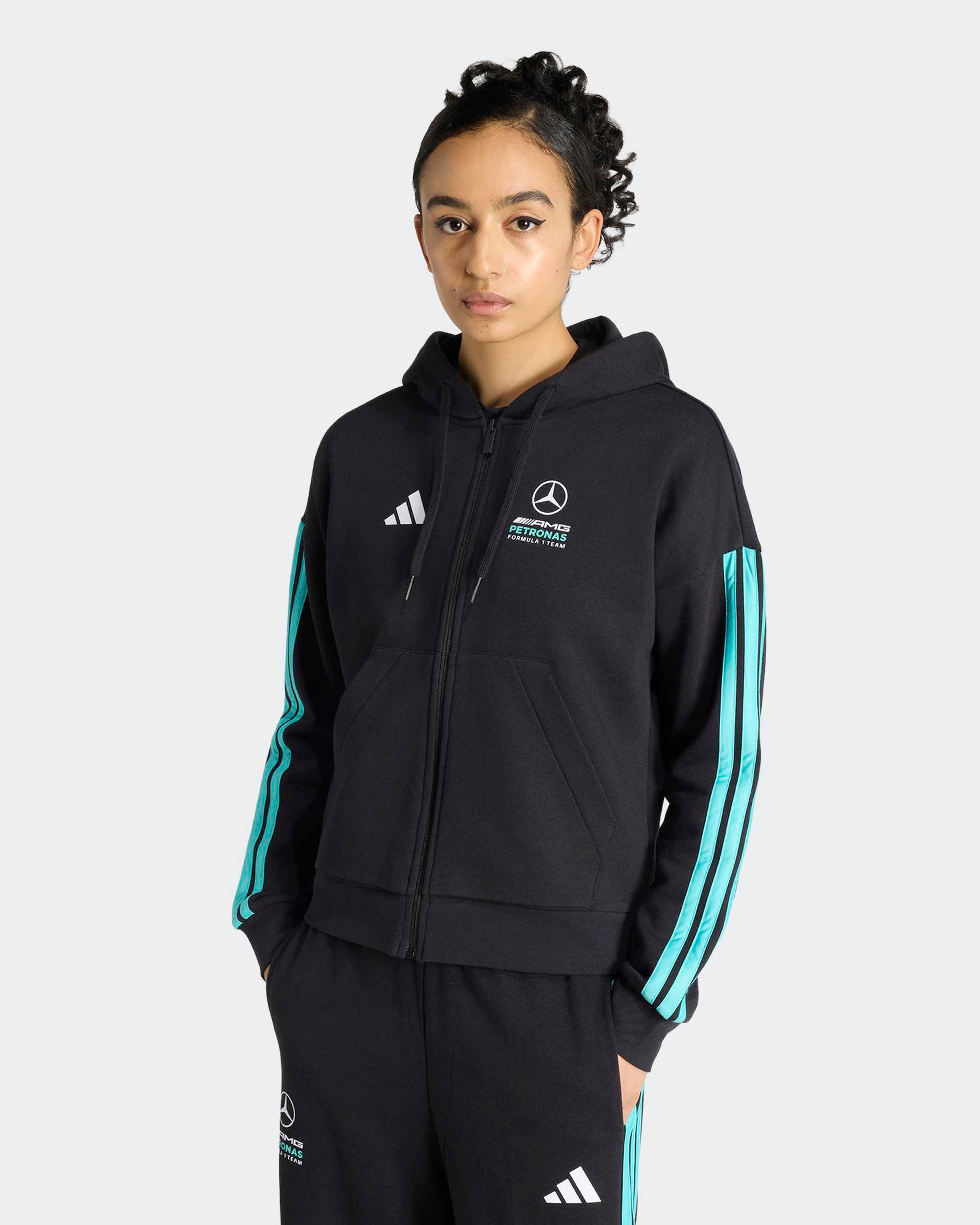 2026 Women's DNA Full-Zip Hoodie - Black | Mercedes-AMG PETRONAS