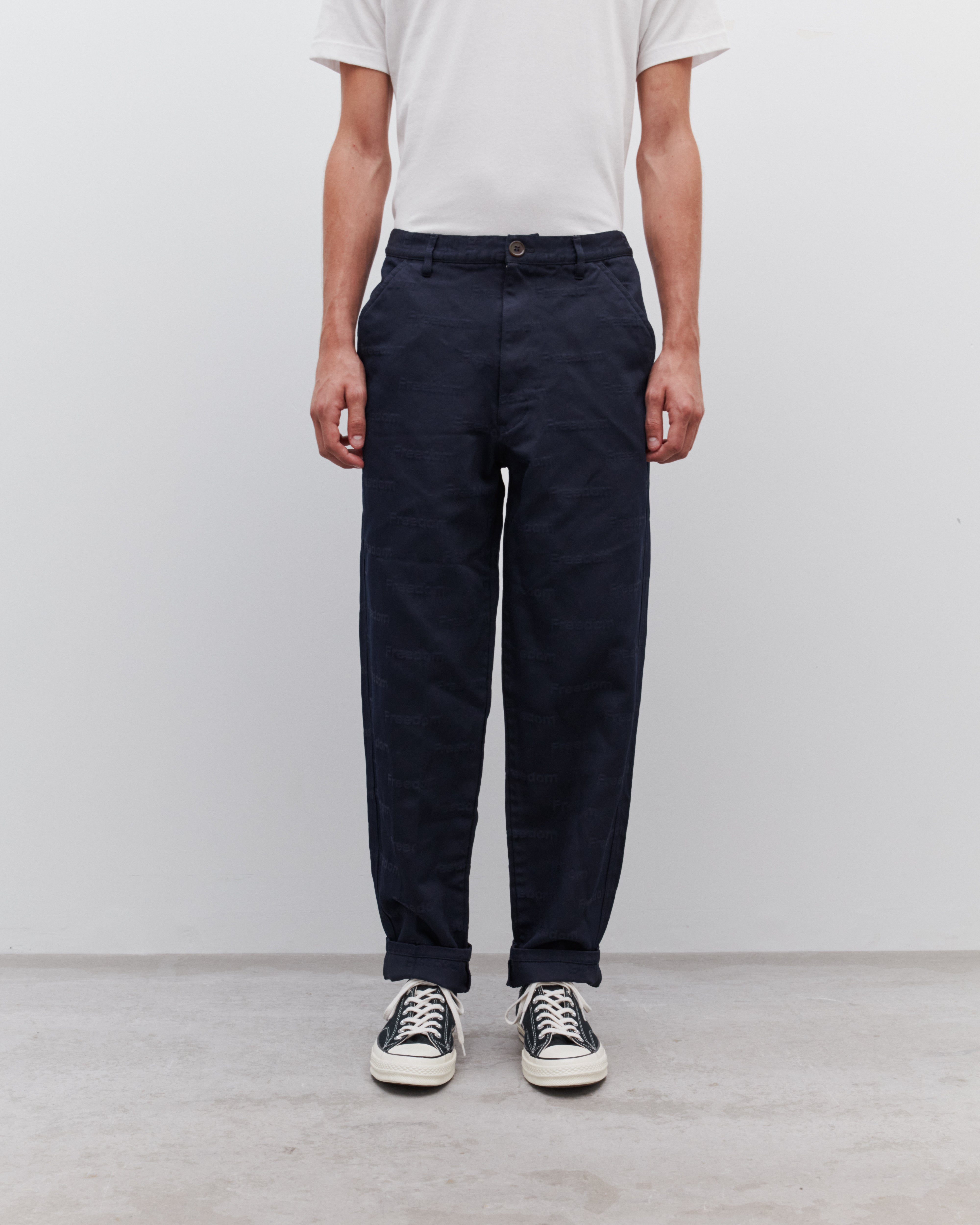 CDG Shirt: Men's Freedom Printed Pants (Navy) | DSMNY E-SHOP