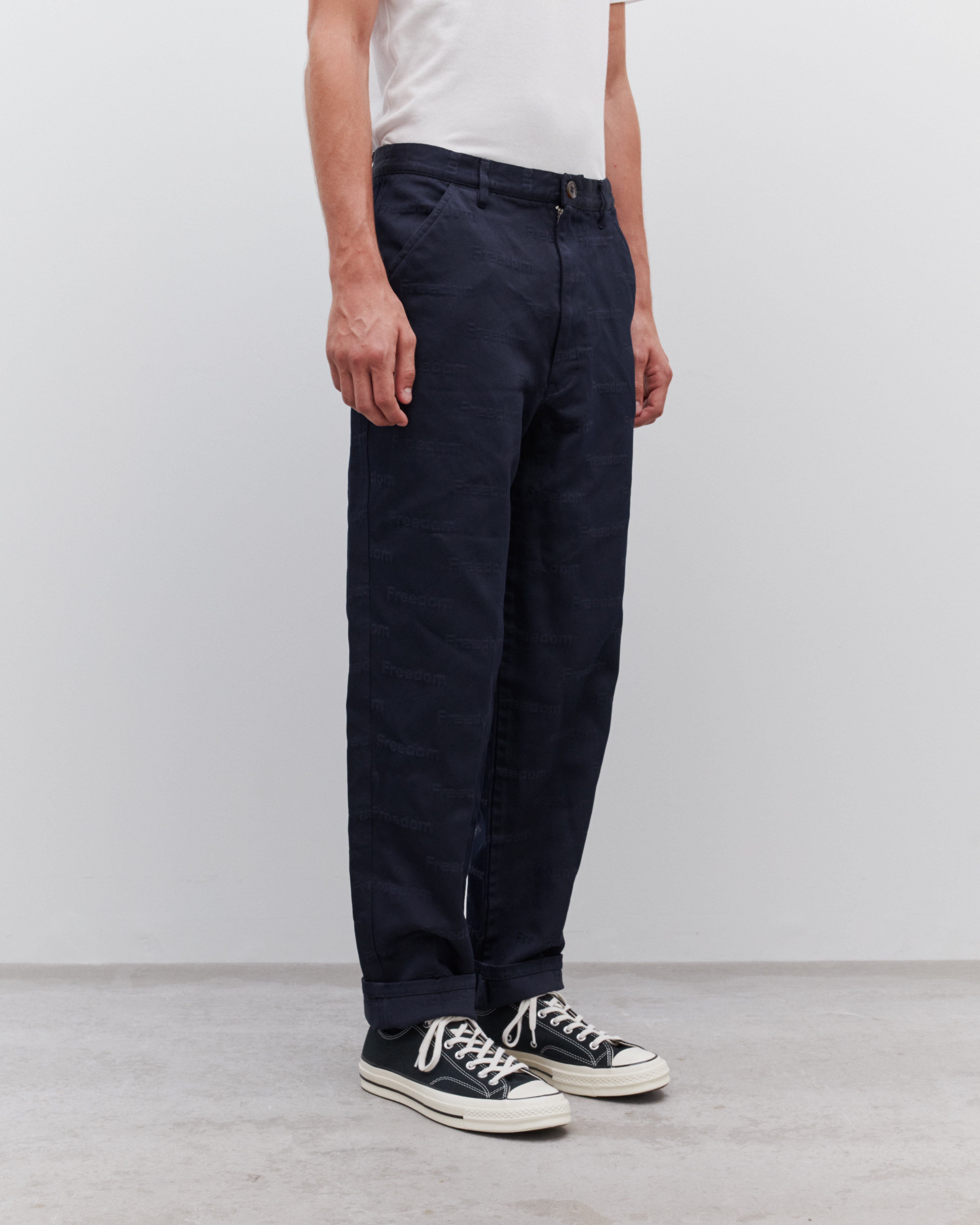 CDG Shirt: Men's Freedom Printed Pants (Navy) | DSMNY E-SHOP