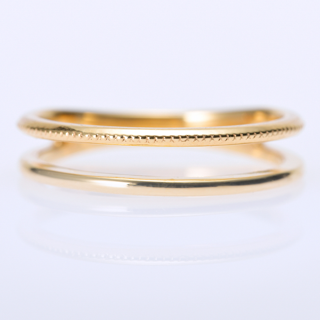 ピンキーリング K10イエローゴールド (地金)(二連)(ミル打ち