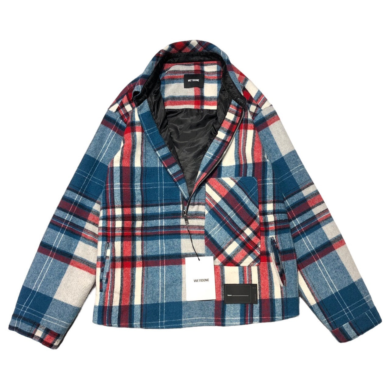 WE11DONE(ウェルダン) Blue WD Check Anorak Wool Shirt ブルー