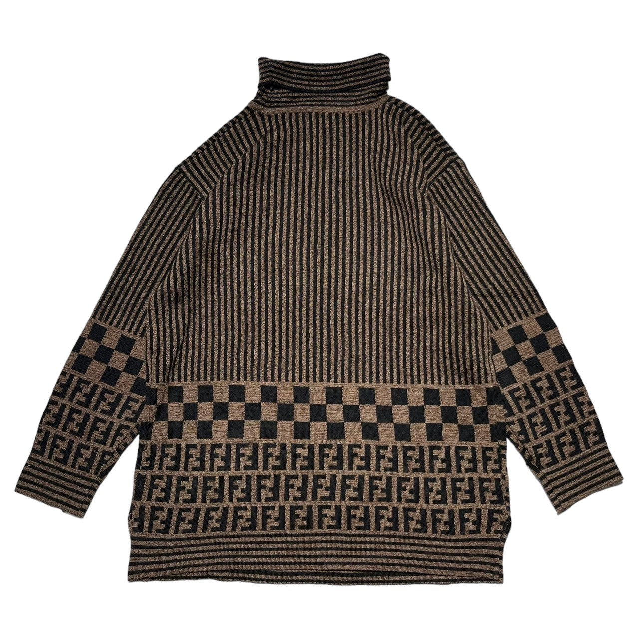 FENDI(フェンディ) 90's Zucca pattern striped turtleneck knit