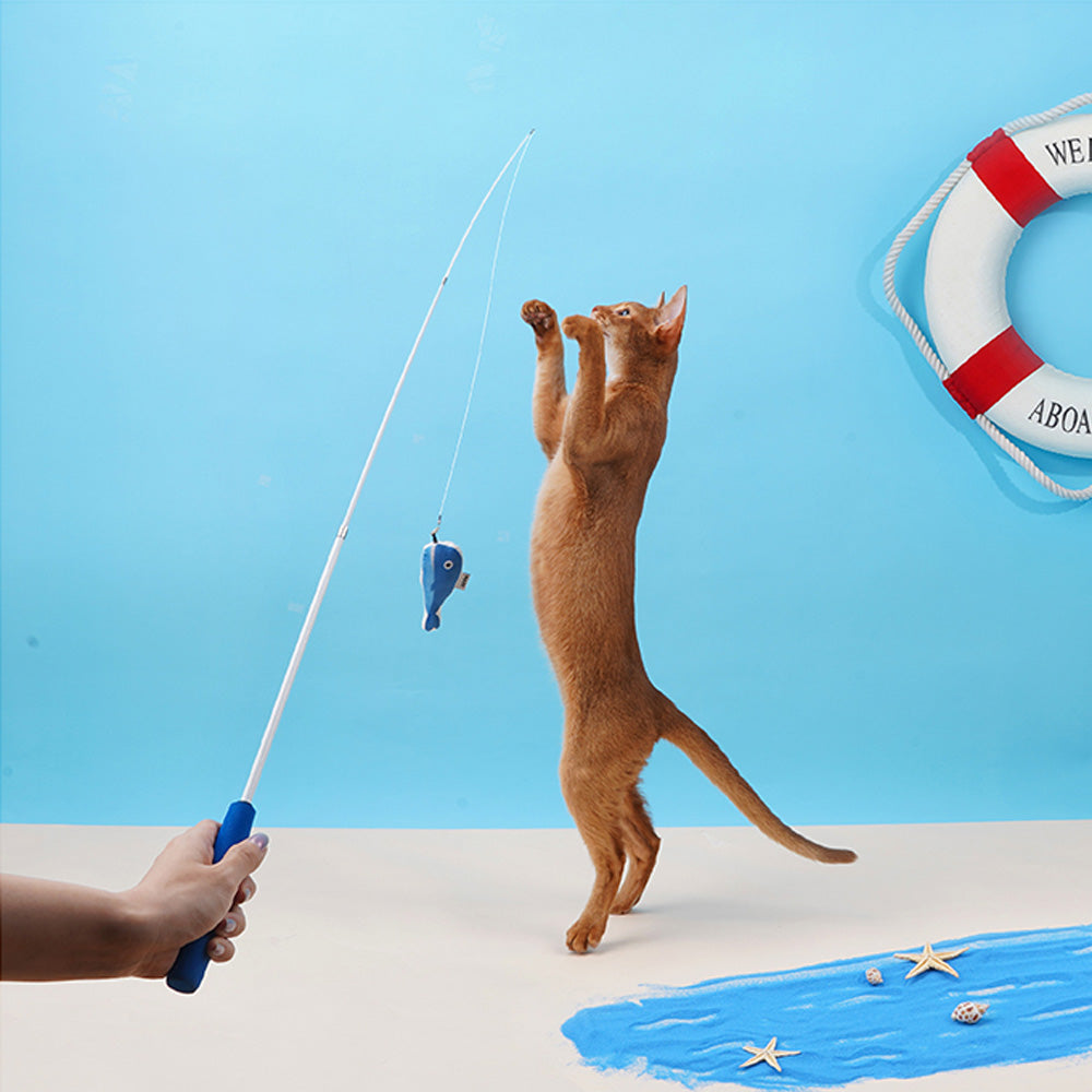猫を誘惑する魚のじゃらし Fishing Retractable Cat Playing Rod – MAG