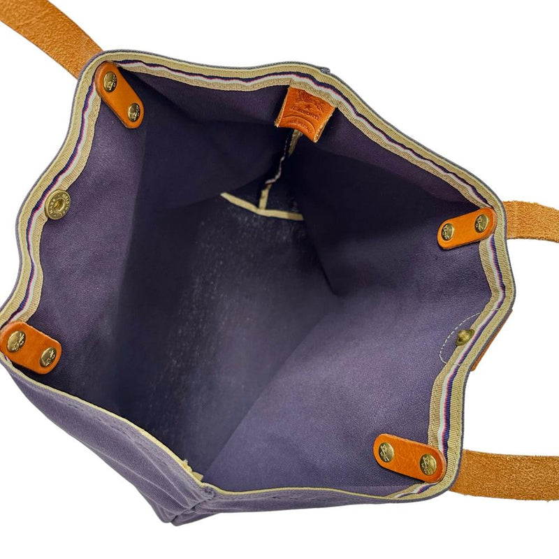 IL BISONTE/イルビゾンテ】 トートバッグ キャンバス 紫×茶 ユニ