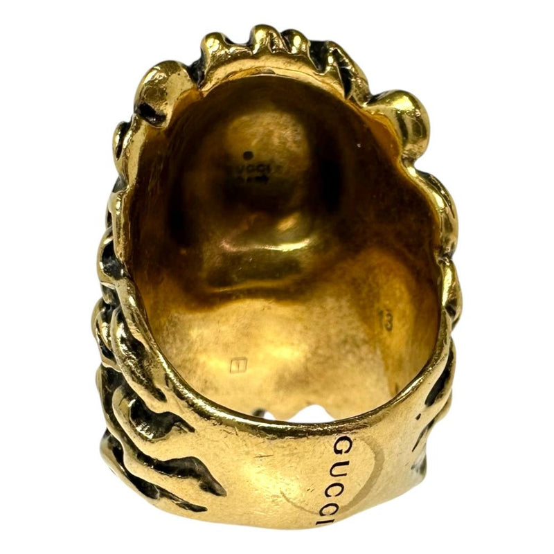 11.5号【GUCCI/グッチ】 ライオンヘッド 真珠/パール リング・指輪 GP