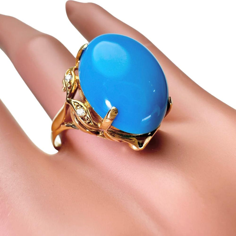 19号 トルコ石/ターコイズ ダイヤモンド 計0.03ct リング・指輪 K18