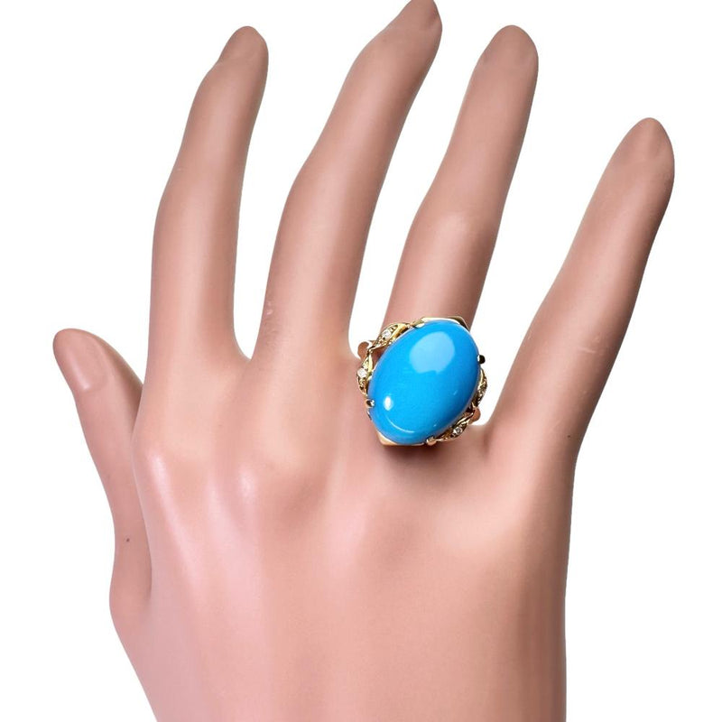 19号 トルコ石/ターコイズ ダイヤモンド 計0.03ct リング・指輪 K18