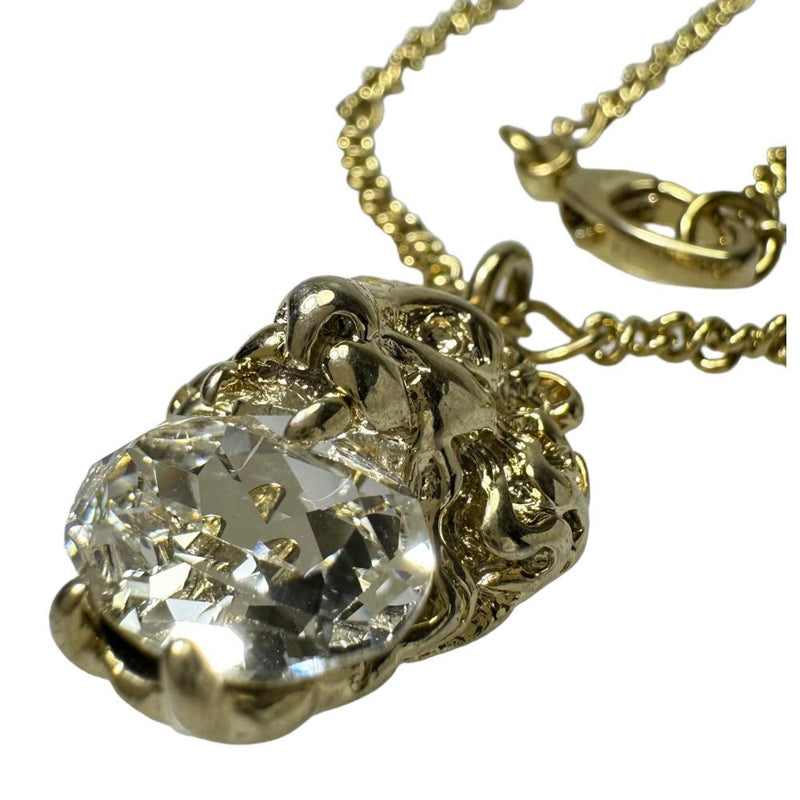 GUCCI/グッチ】 透明石 ネックレス ライオンヘッド GP/クリスタル透明