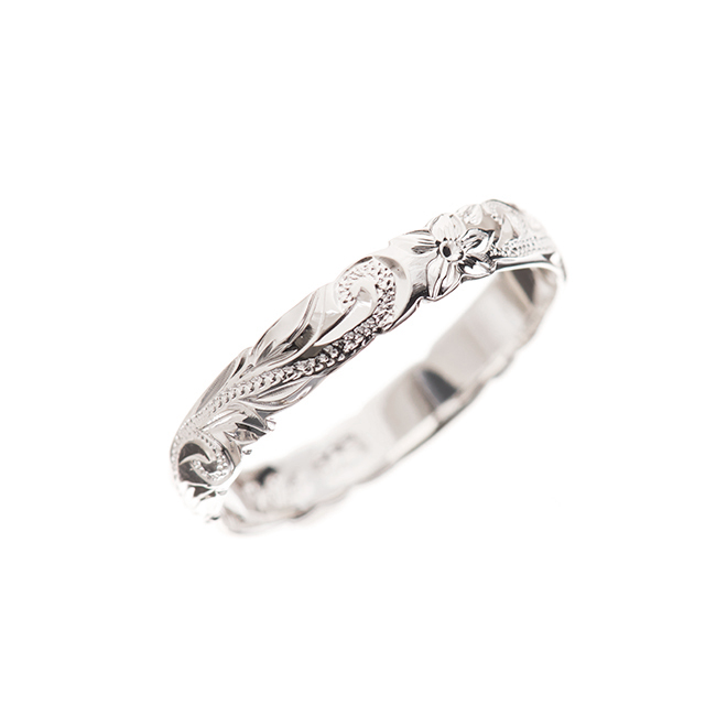 ハワイアンジュエリー/K14WG/ミニ ピンキーリング/O.E/2.5mm